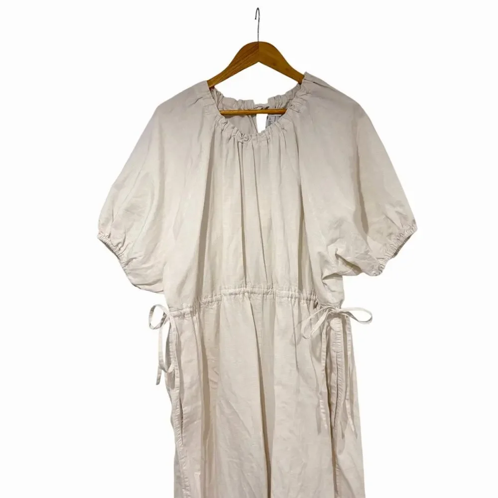 COS Puff-Sleeve Linen Blend Oversized Wide Leg Jumpsuit Large NWT
